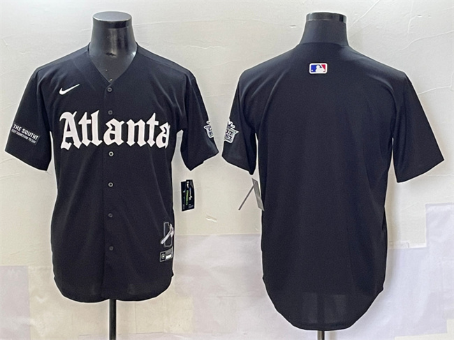 Men's Black Atlanta Braves Blank Gothic South x Outkast Edition Vapor Limited Stitched Baseball Jersey